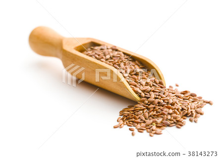 Healthy brown linseeds. 38143273
