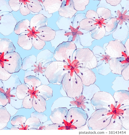 Floral seamless pattern with white flowers 3 - Stock Illustration ...