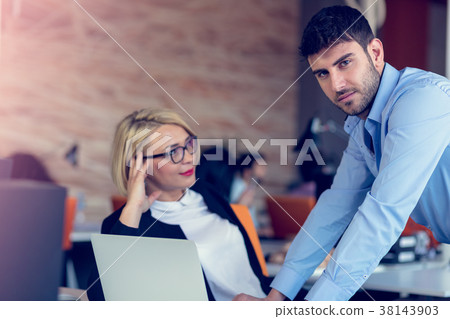 Skilled professional blonde female CEO explaining Skilled professional blonde female CEO explaining 38143903