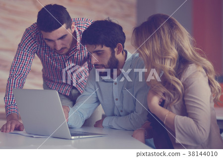 Group Young Coworkers Making Great Business 38144010