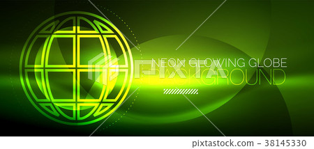 Techno globe concept, neon glow planet Techno globe concept, neon glow planet 38145330