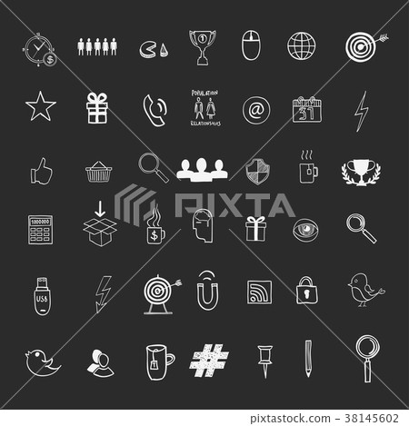 Hand draw social media sign and symbol doodles 38145602