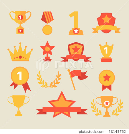 Trophy and awards icons set. vector illustration 38145762