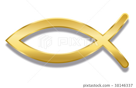 Fish Christian Symbol Ichthys Golden Style 38146337