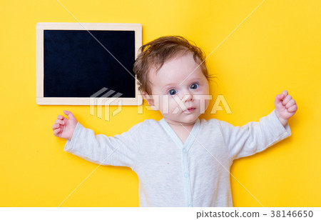 little baby with black board little baby with black board 38146650