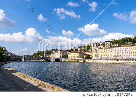 Streets of Lyon seen from the Saone River 38147242
