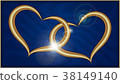 Two Golden Hearts on Blue Velvet 38149140