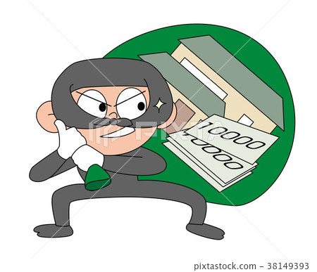 房屋盜竊,小偷形象。 房屋盜竊,小偷形象。 38149393