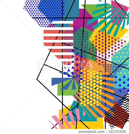 Colorful trendy geometric flat of pattern memphis. 38150300