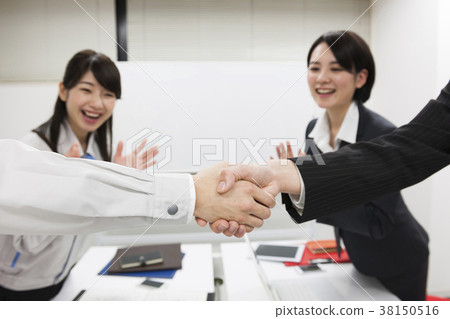 Businessman shaking hands business negotiation office sales success Businessman shaking hands business negotiation office sales success 38150516