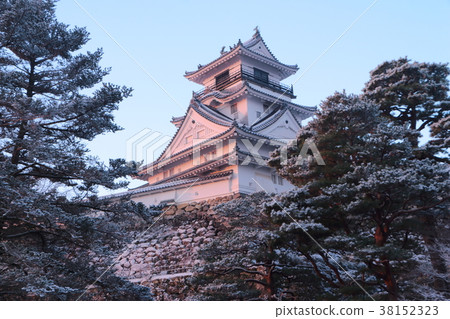 高知城堡斯諾伊風景在黎明 38152323