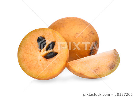 fresh sapodilla fruit isolated on white background 38157265