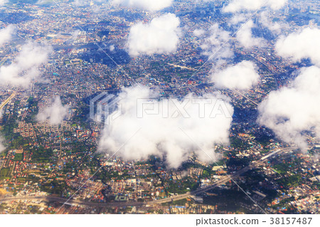Beautiful Sky view through plane window 38157487