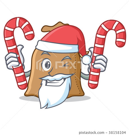 Santa with candy sack mascot cartoon style 38158104