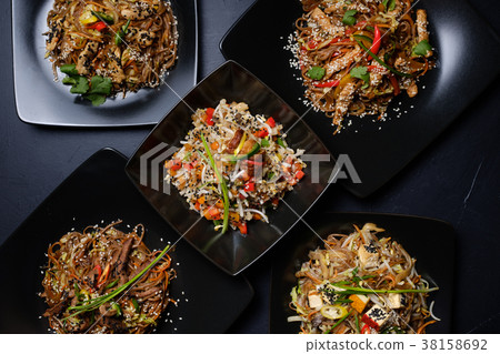 asian restaurant family dinner menu assortment 38158692