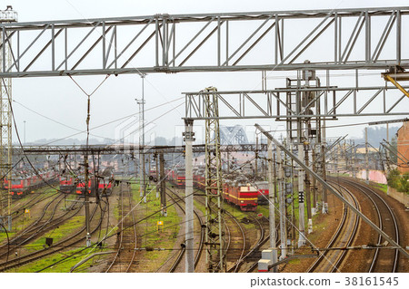 Locomotives on railroad tracks, Russian Railways Locomotives on railroad tracks, Russian Railways 38161545