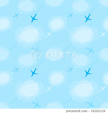 Seamless pattern with planes in the sky 38162226