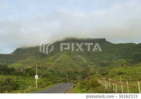 View of Purandar Fort in rainy season, Pune View of Purandar Fort in rainy season, Pune 38162515