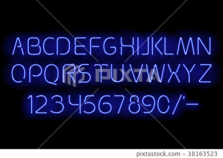 Blue neon alphabet 38163523