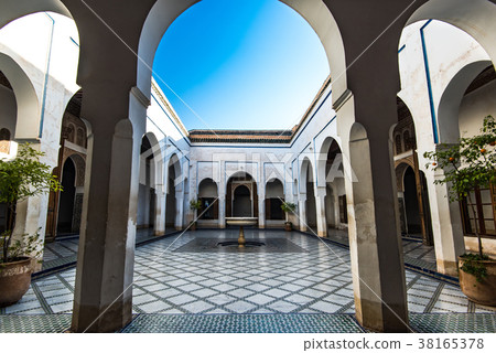 Courtyard with fountain, Bahia Palace,Morocco 38165378
