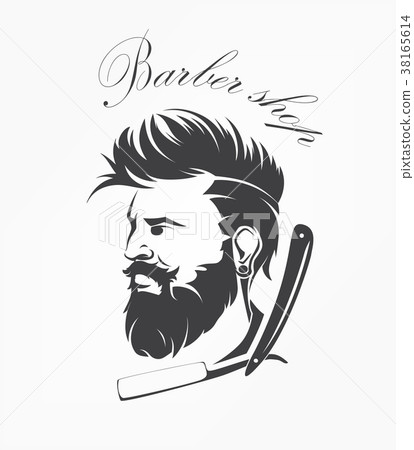 vintage barber shop emblem label badge with beard vintage barber shop emblem label badge with beard 38165614