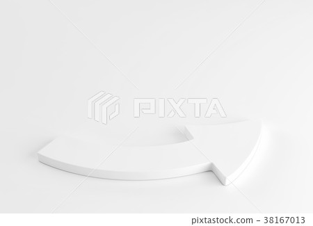 White arrow laying down on white background. 3d White arrow laying down on white background. 3d 38167013