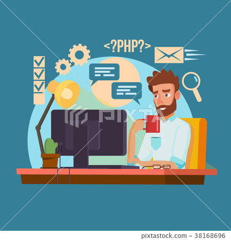 Programmer Man Vector. Classic Professional 38168696