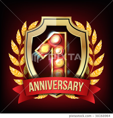1 Year Anniversary Banner Vector. One Age, First 38168964