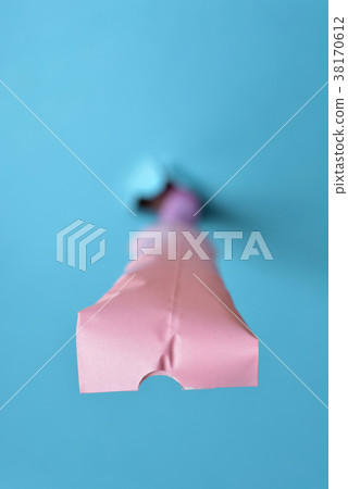 pink blower on a blue background pink blower on a blue background 38170612