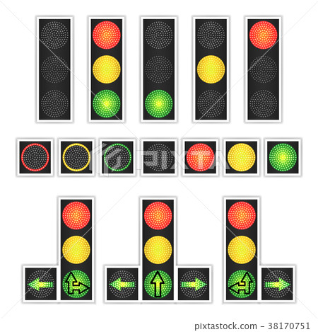 Road Traffic Light Vector. Realistic LED Panel Road Traffic Light Vector. Realistic LED Panel 38170751
