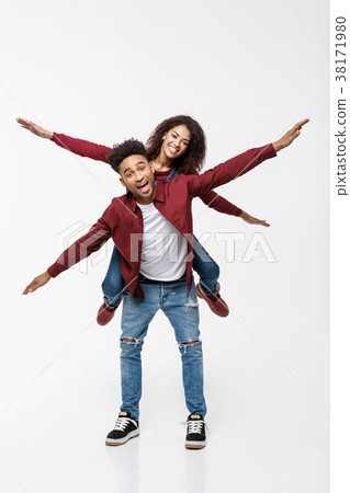 Full length young attractive african american lady 38171980