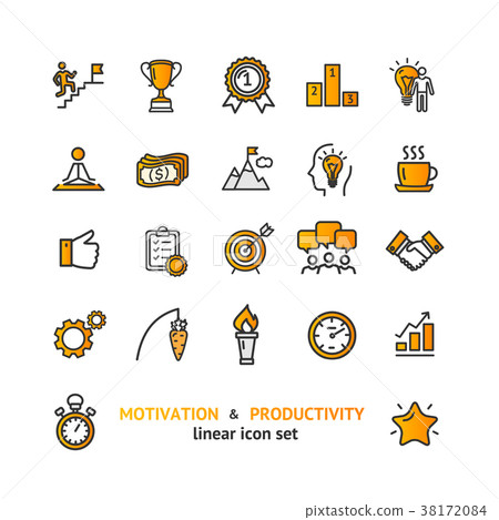 Motivation and Productivity Signs Color Thin Line 38172084