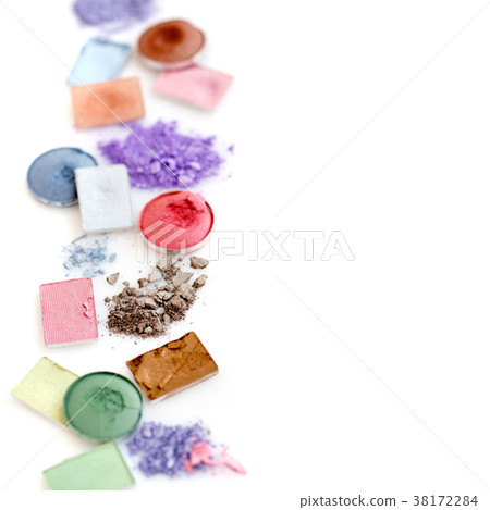 crushed eye shadow isolated on white background 38172284
