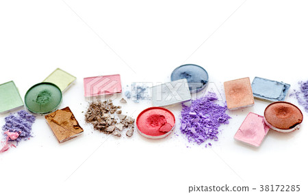 crushed eye shadow isolated on white background 38172285