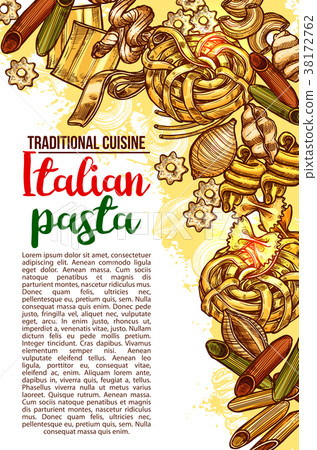 Vector Italian pasta restaurant menu sketch poster 38172762