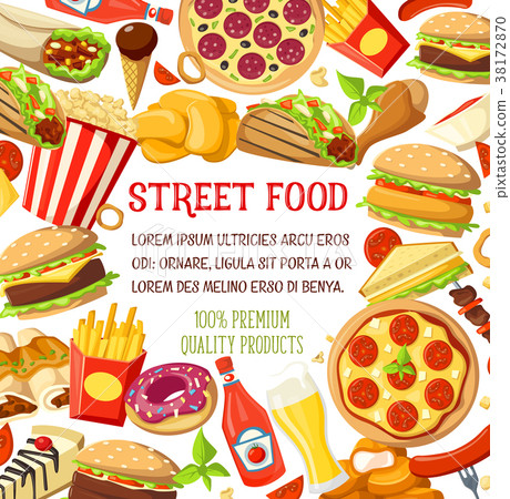 Vector street food meals snacks menu poster 38172870