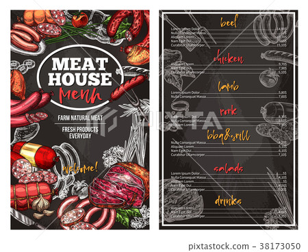 Vector sketch menu for meat house delicatessen 38173050