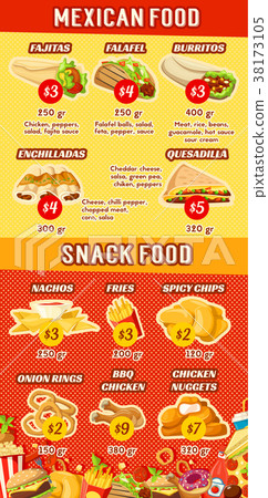 Vector fast food Mexican restaurant menu 38173105