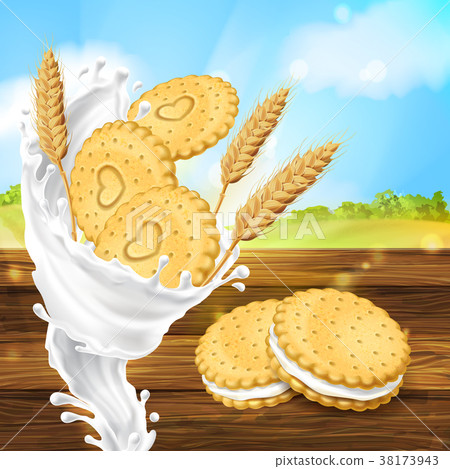 Vector promotion banner for milky cookies brand 38173943