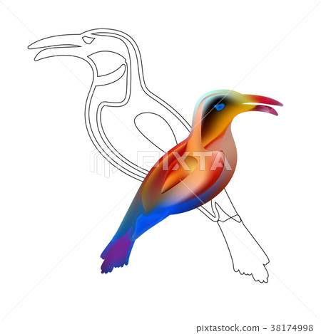 Funny cartoon red bird with Golden wings. Funny cartoon red bird with Golden wings. 38174998
