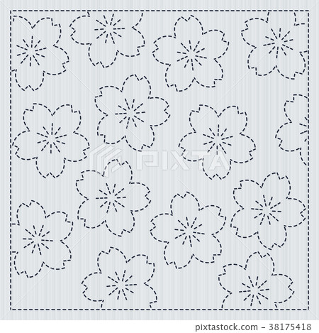 Japanese sashiko frame for handiwork Sakura flower Japanese sashiko frame for handiwork Sakura flower 38175418