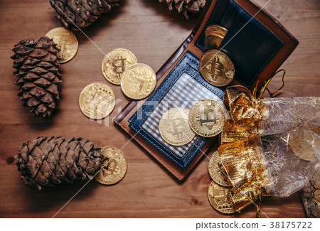 bitcoin with cash on the wood table bitcoin with cash on the wood table 38175722