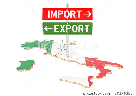 Import and export in Italy concept, 3D rendering Import and export in Italy concept, 3D rendering 38176393