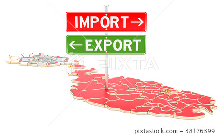 Import and export in Malta concept, 3D rendering Import and export in Malta concept, 3D rendering 38176399