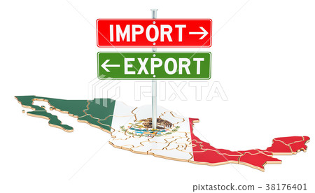 Import and export in Mexico concept, 3D rendering Import and export in Mexico concept, 3D rendering 38176401