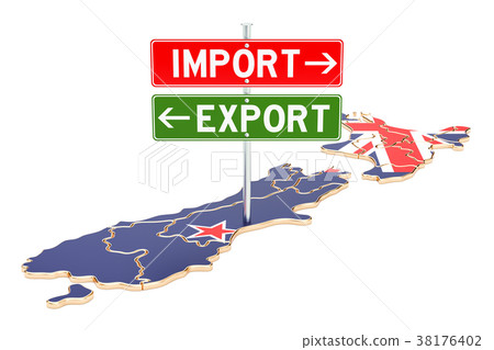 Import and export in New Zealand concept Import and export in New Zealand concept 38176402