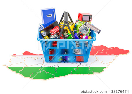 Map of Hungary with shopping basket Map of Hungary with shopping basket 38176474
