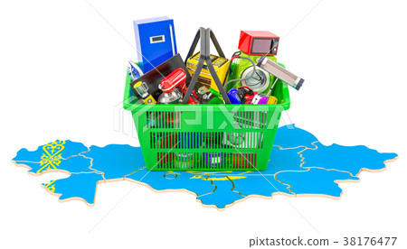 Map of Kazakhstan with shopping basket Map of Kazakhstan with shopping basket 38176477