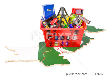 Map of Pakistan with shopping basket Map of Pakistan with shopping basket 38176479