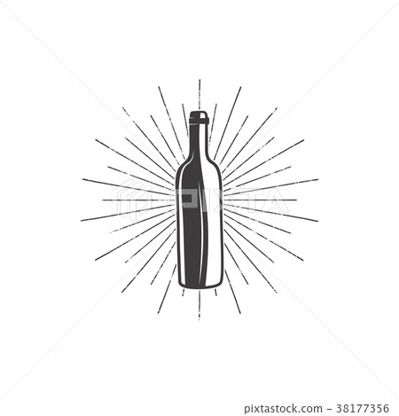 Black wine bottle with sunbursts for vineyard logo 38177356